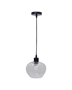Bradson - Clear Swirl Glass with Black Pendant Fitting