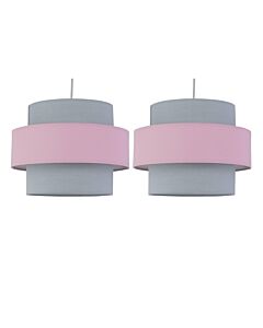 Pair of Pink and Grey Two Tier Light Shades