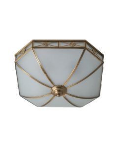 Interiors 1900 - Bannerman - SN04FL50 - Antique Brass Frosted Glass 4 Light Flush Ceiling Light