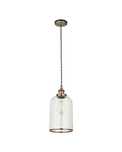 Broderick - Aged Copper Retro Glass Pendant Light