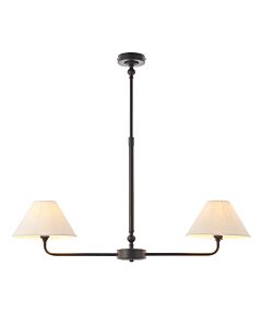 Endon Lighting - Lille - 117834 - Black Natural 2 Light Bar Ceiling Pendant Light