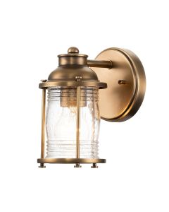 Quintiesse - Ashland Bay - QN-ASHLANDBAY1-NBR-BATH - Natural Brass Clear Seeded Glass IP44 Bathroom Wall Light