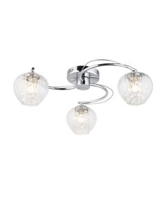 Endon Lighting - Mesmer - 99569 - Chrome Clear Beaded Glass 3 Light Flush Ceiling Light