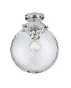 Endon Lighting - Milston - 96488 - Chrome Clear Spiral Glass IP44 Bathroom Ceiling Flush Light