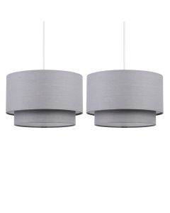 Pair of Dark Grey 2 Tier Ceiling Light Shades