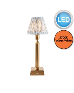 Endon Lighting - Trobridge Rechargeable & Leaf 16cm - 114860 - LED Aged Brass Blue Touch Table Lamp With Shade