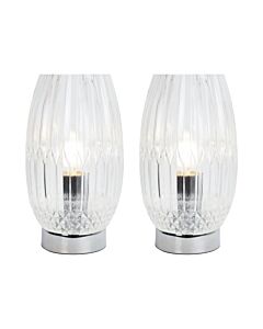 Set of 2 Facet - Chrome with Clear Faceted Glass Table Lamps