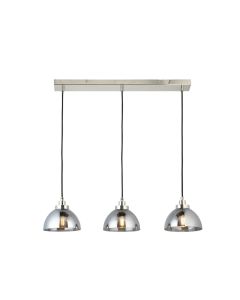 Endon Lighting - Caspa - 100047 - Nickel Mirrored Glass 3 Light Bar Ceiling Pendant Light