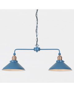 Maxwell - Mirage Blue Brushed Copper 2 Light Bar Ceiling Pendant Light