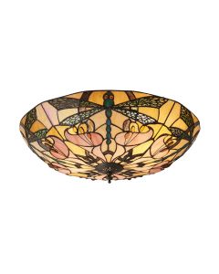 Interiors 1900 - Ashton - 63922 - Dark Bronze Tiffany Glass 2 Light Flush Ceiling Light