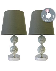 Set of 2 Mosaic Touch Lamps with Grey Shades