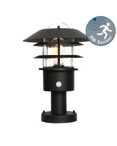 Elstead Lighting - Helsingor - HELSINGOR-PIR-PED-BK - Black Clear Glass IP44 Outdoor Post Light