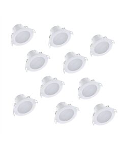 Set of 10 CCT LED Bathroom Downlights - White IP44 Recessed Downlights