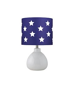 Tuscan - White Ceramic Lamp with Blue & White Stars Shade