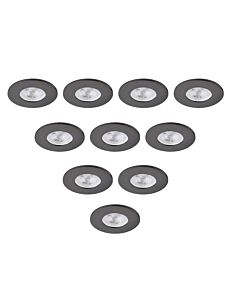 Saxby Lighting - Set of 10 Saxby ShieldONE 75 - 113304 & 113322 - Black Nickel IP65 Fixed Bathroom Recessed Fire Rated Ceiling Downlights