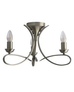 Interiors 1900 - Penn - CA7P3BB - Brushed Brass 3 Light Flush Ceiling Light