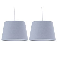 Set of 2 Grey Cotton 23cm Tapered Cylinder Pendant or Lamp Shades