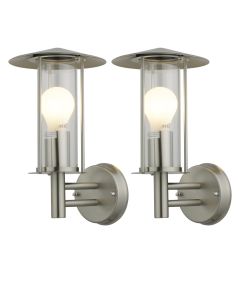 Set of 2 Treviso - Brushed Stainless Steel Outdoor Wall Lights