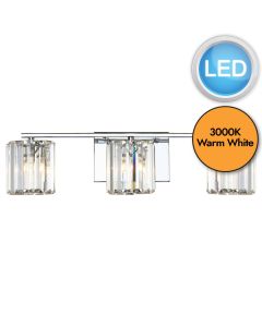 Quoizel Lighting - Divine - QZ-DIVINE3-PC-BATH - LED Chrome Clear Crystal Glass 3 Light IP44 Bathroom Wall Light