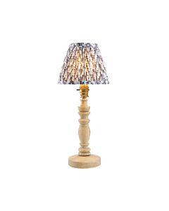 Endon Lighting - Bibury & Leaf 16cm - 115917 - Ash Wood Aged Brass Grey Table Lamp With Shade