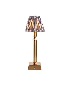 Endon Lighting - Trobridge Rechargeable & Zigzag 16cm - 114856 - LED Aged Brass Grey Touch Table Lamp With Shade