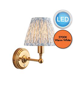 Endon Lighting - Burley Rechargeable & Leaf 16cm - 114820 - LED Aged Brass Blue Touch Wall Light