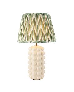 Endon Lighting - Bobble & Zigzag 35cm - 116389 - White Crackle Aged Brass Green Ceramic Table Lamp With Shade