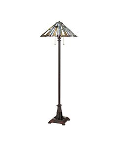 Quoizel Lighting - Maybeck - QZ-MAYBECK-FL - Valiant Bronze Tiffany Art Glass 2 Light Floor Lamp