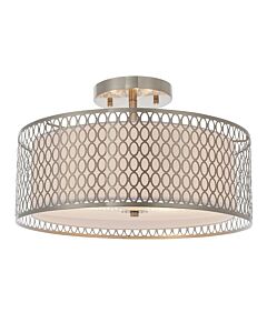 Endon Lighting - Cordero - 81966 - Satin Nickel White 3 Light Flush Ceiling Light