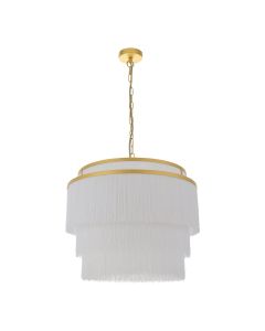 Ruffle - Matt Gold with White Tassells 3 Light Pendant