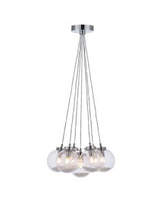 Endon Lighting - Harbour - 76292 - Chrome Clear Bubbled Glass 7 Light Ceiling Pendant Light