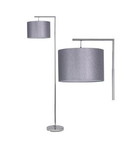 Chrome Angled Floor Lamp with Grey Glitter Shade