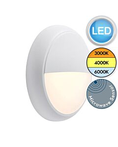 Saxby Lighting - Hero - 95546 & 95543 - LED White Opal IP65 Dimmable Microwave Eyelid Bezel Outdoor Sensor Bulkhead Light