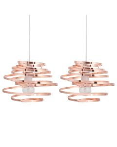 Set of 2 Copper Metal Swirl Easy Fit Light Shades