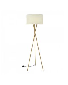 Hayley - Brass Tripod Floor Lamp with White Shade