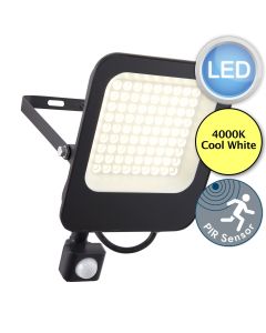 Saxby Lighting - Guard PIR Override - 108675 - LED Black Clear Glass IP65 Outdoor Sensor Floodlight