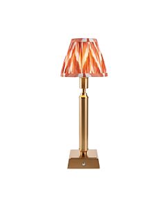 Endon Lighting - Trobridge Rechargeable & Zigzag 16cm - 114865 - LED Aged Brass Orange Touch Table Lamp With Shade