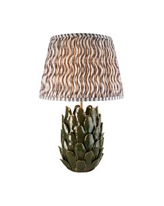 Endon Lighting - Layered Leaf & Ripple 35cm - 116446 - Olive Green Aged Brass Grey Ceramic Table Lamp With Shade