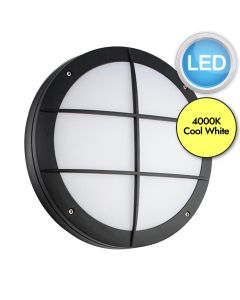 Saxby Lighting - Luik - 61652 & 61650 - LED Black Opal 18w Gear Tray Grill Casing Outdoor Bulkhead Light