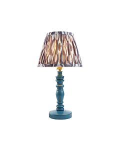 Endon Lighting - Bibury & Ikat 20cm - 115091 - Blue Aged Brass Grey Table Lamp With Shade