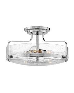 Hinkley Lighting - Harper - HK-HARPER-SFM-CM-CS - Chrome Clear Seeded Glass 3 Light Flush Ceiling Light