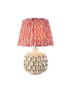 Endon Lighting - Borello & Ikat 35cm - 116397 - Cream Crackle Aged Brass Pink Ceramic Table Lamp With Shade