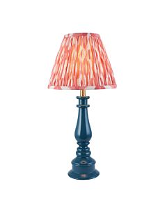 Endon Lighting - Myrtle & Ikat 25cm - 116346 - Blue Warm Brass Pink Table Lamp With Shade