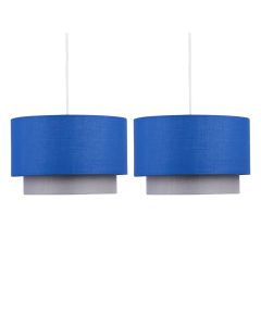 Pair of Blue & Grey 2 Tier Light Shades