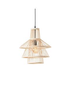 Endon Lighting - Minato - 101676 - Natural Bamboo Black Ceiling Pendant Light