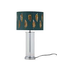 Aura - Chrome Table Lamp with Green Fern Cut Out Silver Inner Shade