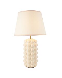 Endon Lighting - Bobble & Ivy 35cm - 116386 - White Crackle Aged Brass Vintage Ceramic Table Lamp With Shade