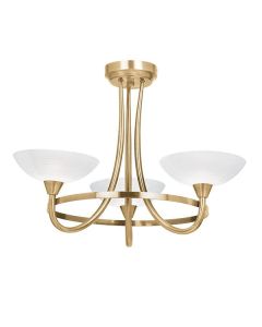 Endon Lighting - Cagney - CAGNEY-3AB - Antique Brass White Glass 3 Light Flush Ceiling Light