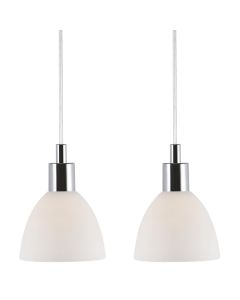 Nordlux - Set of 2 Ray 2-Kit - 63233033 - Chrome White Glass Ceiling Pendant Lights