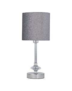 Chrome Jewelled Table Lamp with Silver Glitter Shade